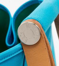 An Hermes Bleu Azteque Canvas Cabag Elan Tote, 10" x 14" x 5.5".