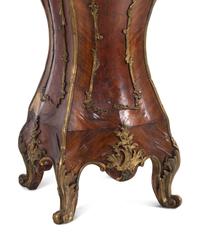 A Pair of Louis XV Style Gilt Bronze Mounted Parquetry Marble-Top Pedestals