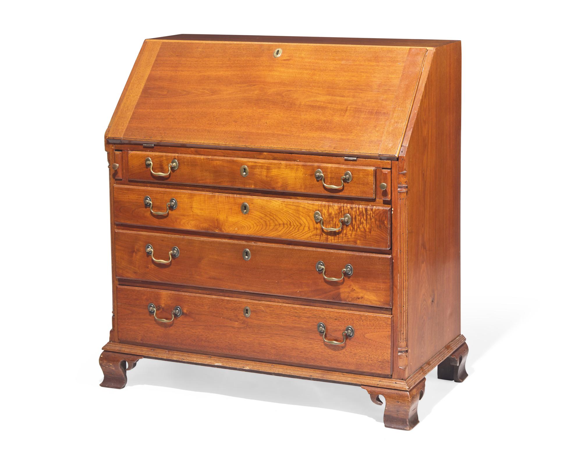 A Chippendale walnut slant-front desk, Southeastern Pennsylvania, circa 1770