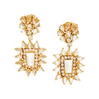 GOSHENITE (COLORLESS BERYL) AND DIAMOND EARRINGS