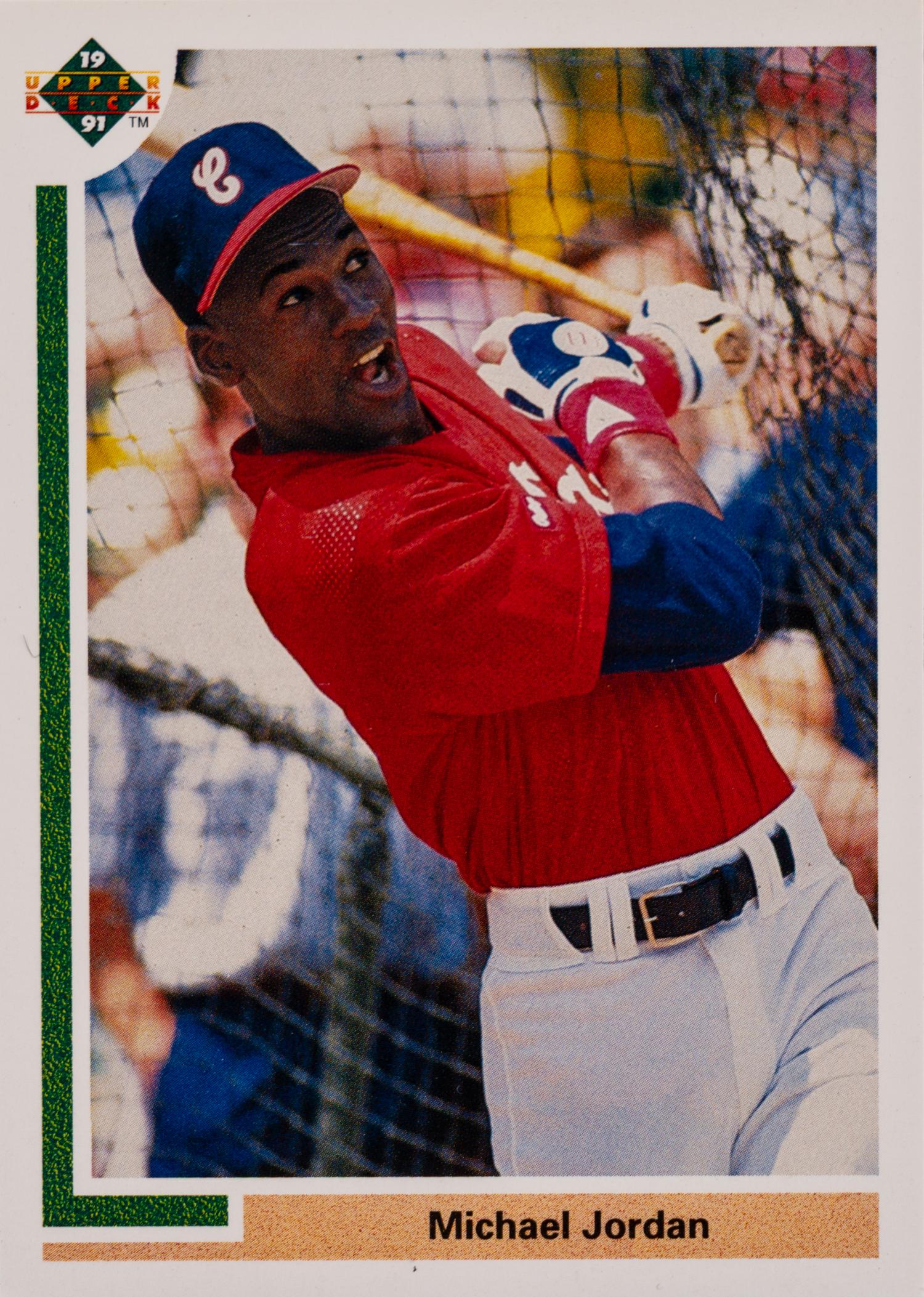 A 1986 Fleer Michael Jordan Rookie Sticker No. 8 (PSA 8 NM ST) and 1991 Upper Deck Baseball Card No. SP1