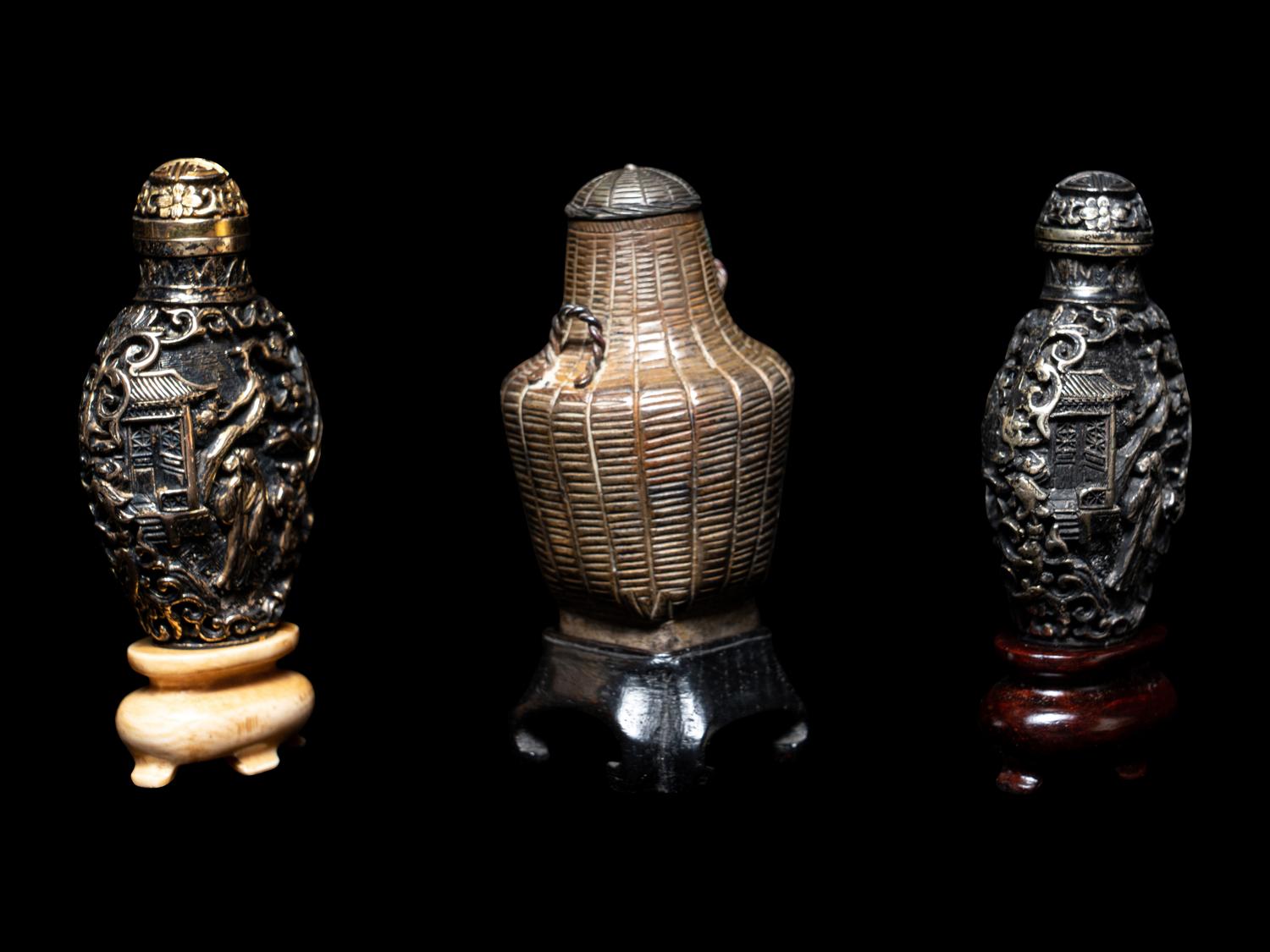Three Chinese Metal Snuff Bottles