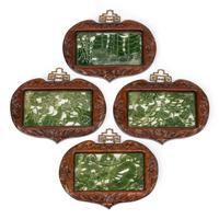 A Set of Four Chinese Export Framed Hardstone Plaques