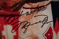 A Vintage Michael Jordan Signed Autographed Chicago Bulls 45 Jersey Photograph (PSA Authentic)