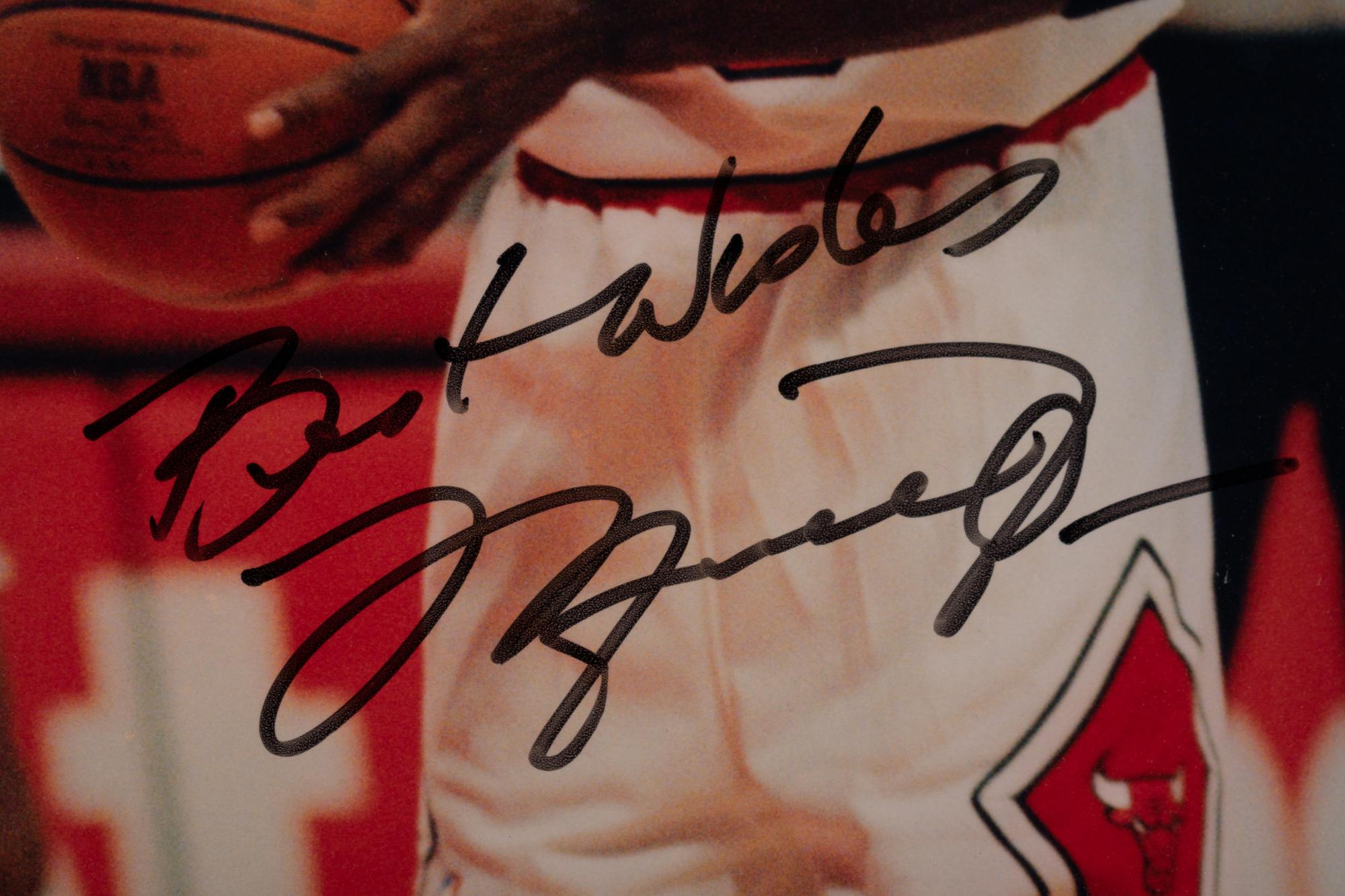 A Vintage Michael Jordan Signed Autographed Chicago Bulls 45 Jersey Photograph (PSA Authentic)