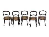 A Set of Five Victorian Ebonized Balloon Side Chairs