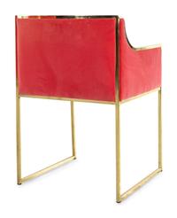 A Pair of Contemporary Velvet Upholstered Brass Armchairs