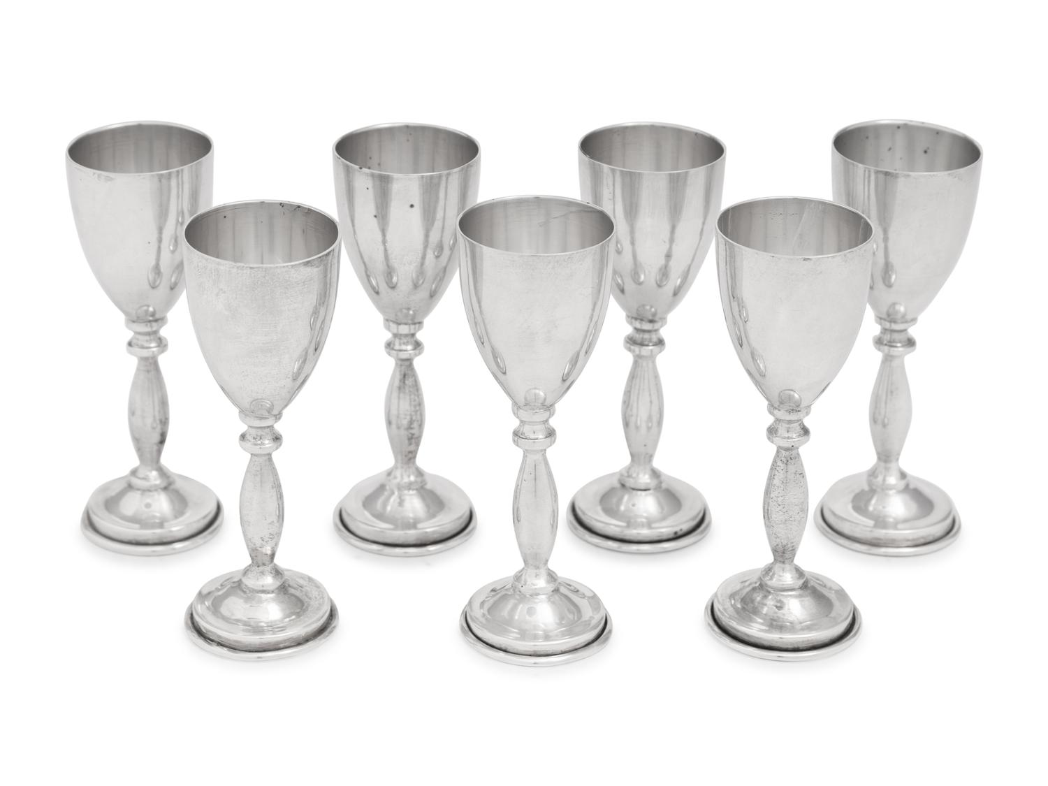 A Set of Eight Mexican Silver Cordials