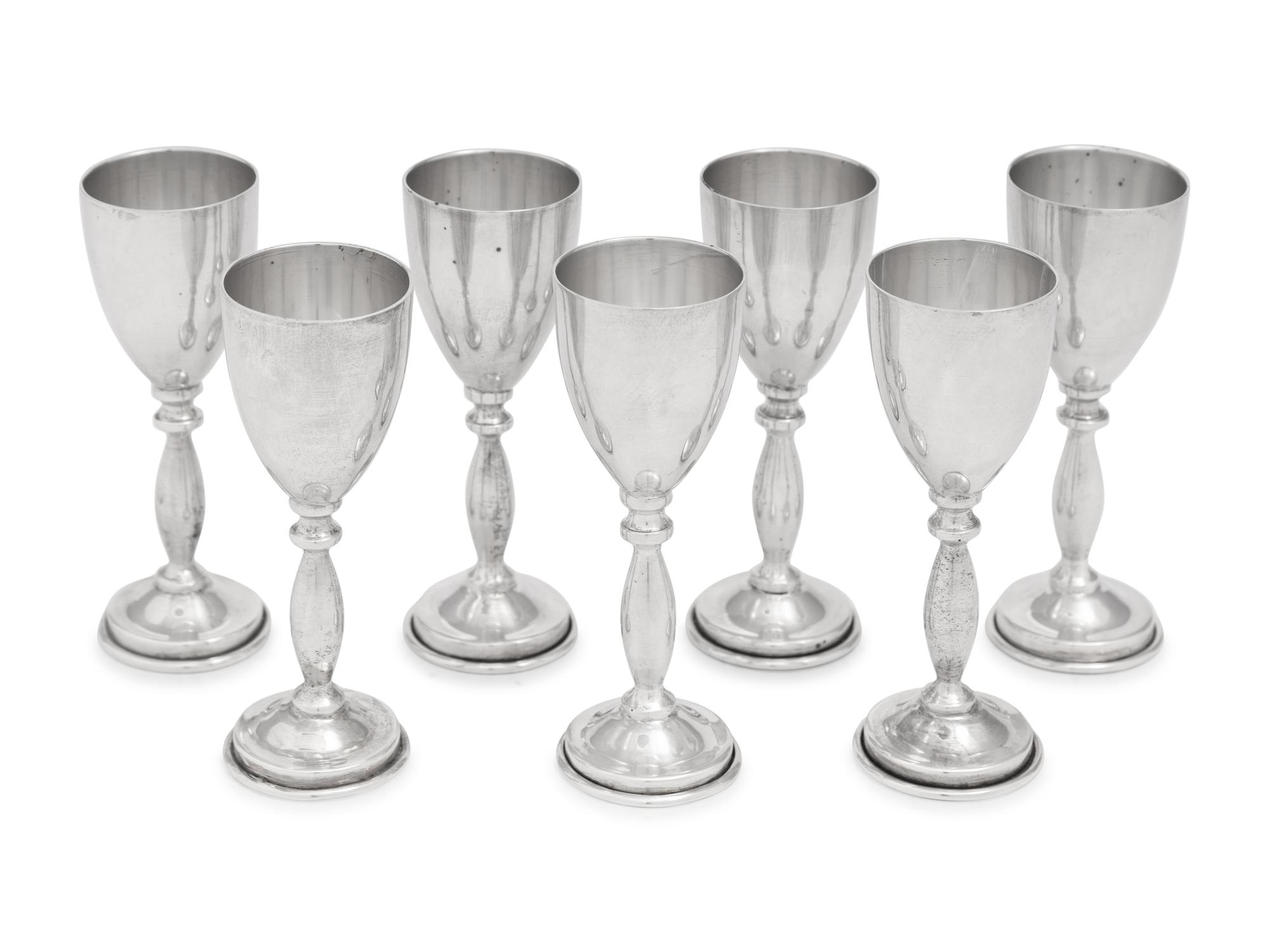A Set of Eight Mexican Silver Cordials