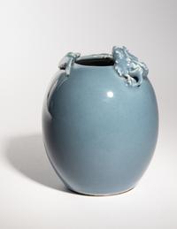 A Chinese Claire-de-Lune Glazed Porcelain 'Chilong' Vase