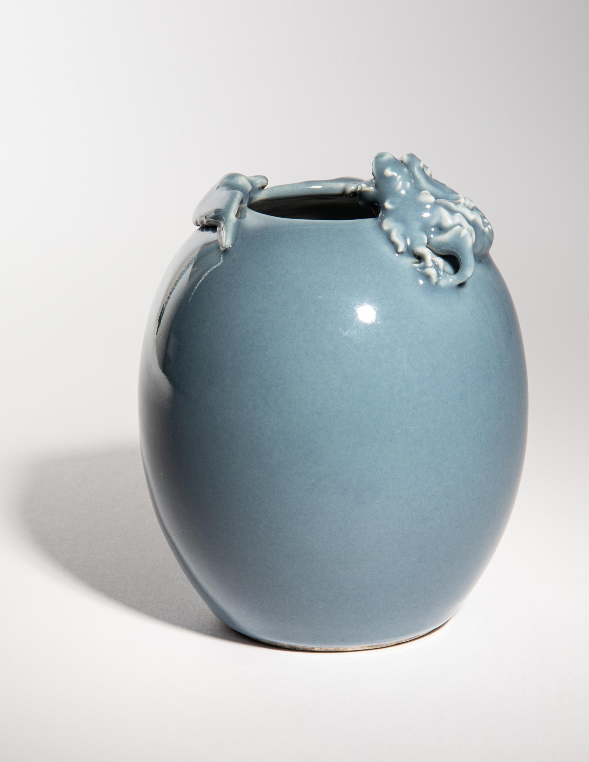 A Chinese Claire-de-Lune Glazed Porcelain 'Chilong' Vase