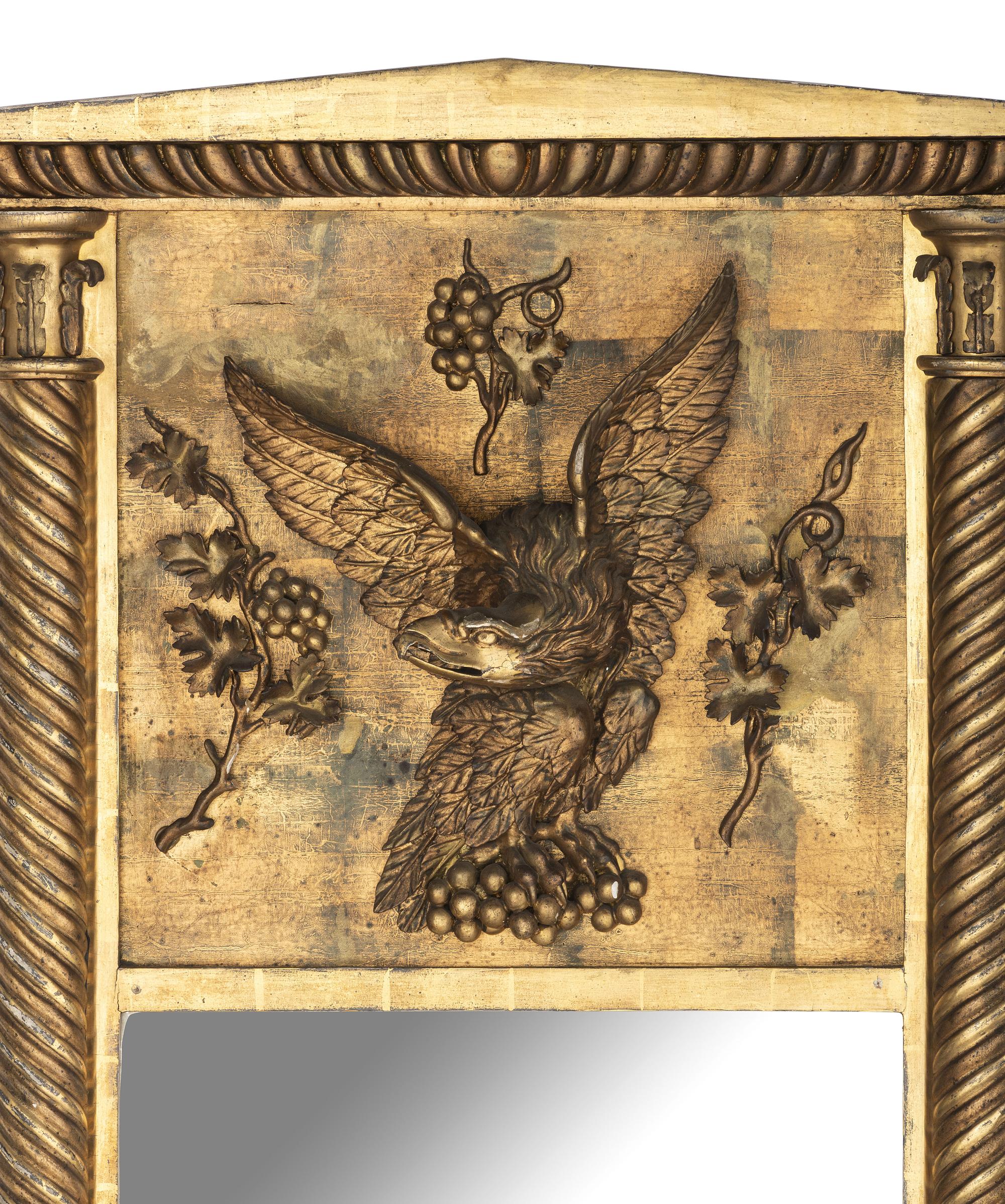 A Federal Eagle Decorated Giltwood Pine Pier Mirror