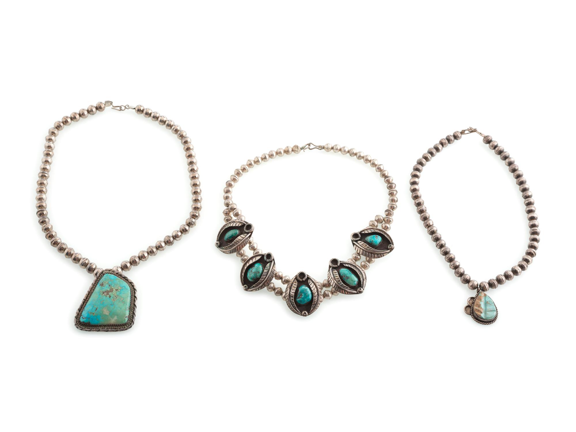Navajo Silver and Turquoise Necklaces