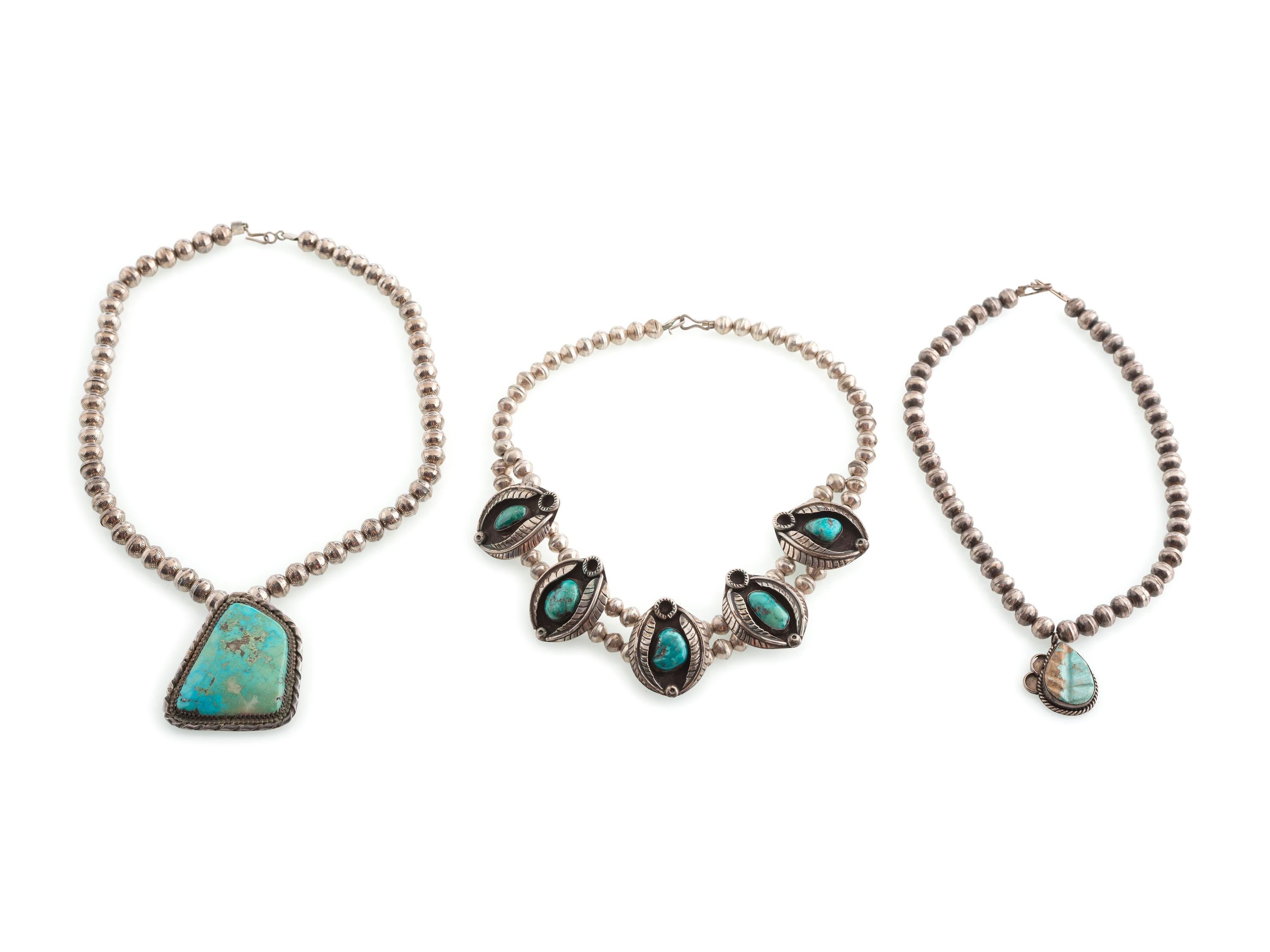 Navajo Silver and Turquoise Necklaces