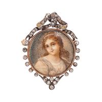 FRENCH, ANTIQUE, DIAMOND PORTRAIT BROOCH