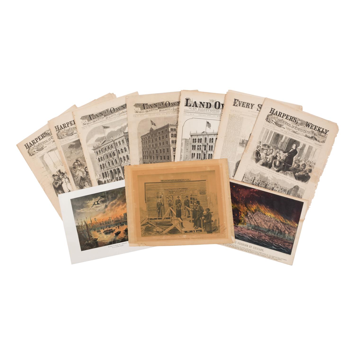 [Chicago Fire]. A large archive of letters, documents, tokens, and ephemera related to the Great Fire.