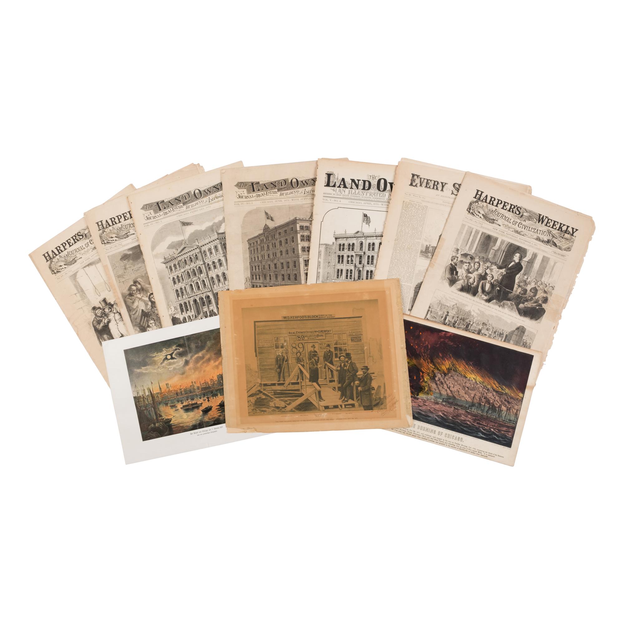 [Chicago Fire]. A large archive of letters, documents, tokens, and ephemera related to the Great Fire.