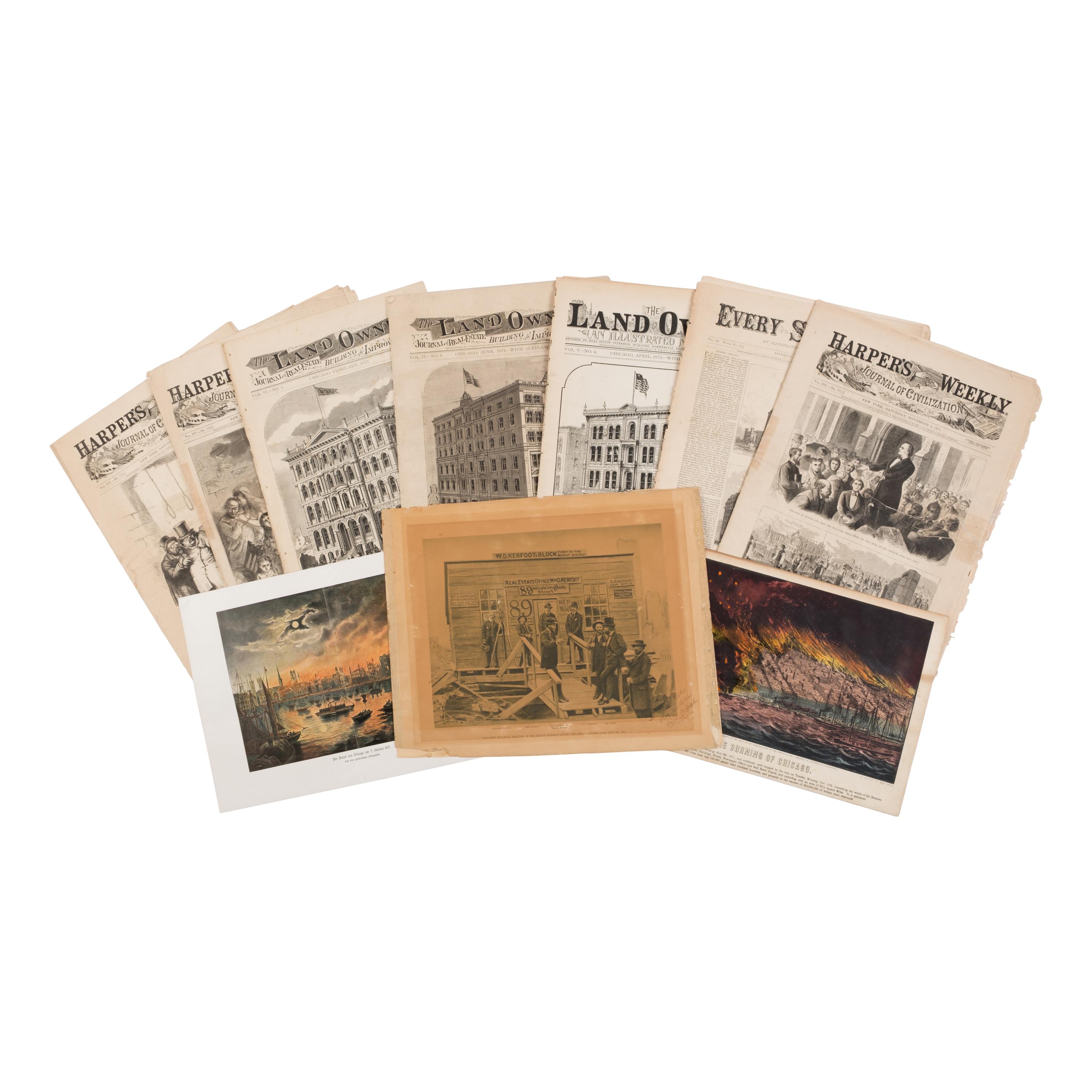 [Chicago Fire]. A large archive of letters, documents, tokens, and ephemera related to the Great Fire.