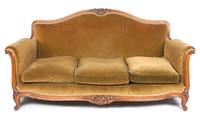 A Victorian Style Walnut Sofa Width 80 inches.