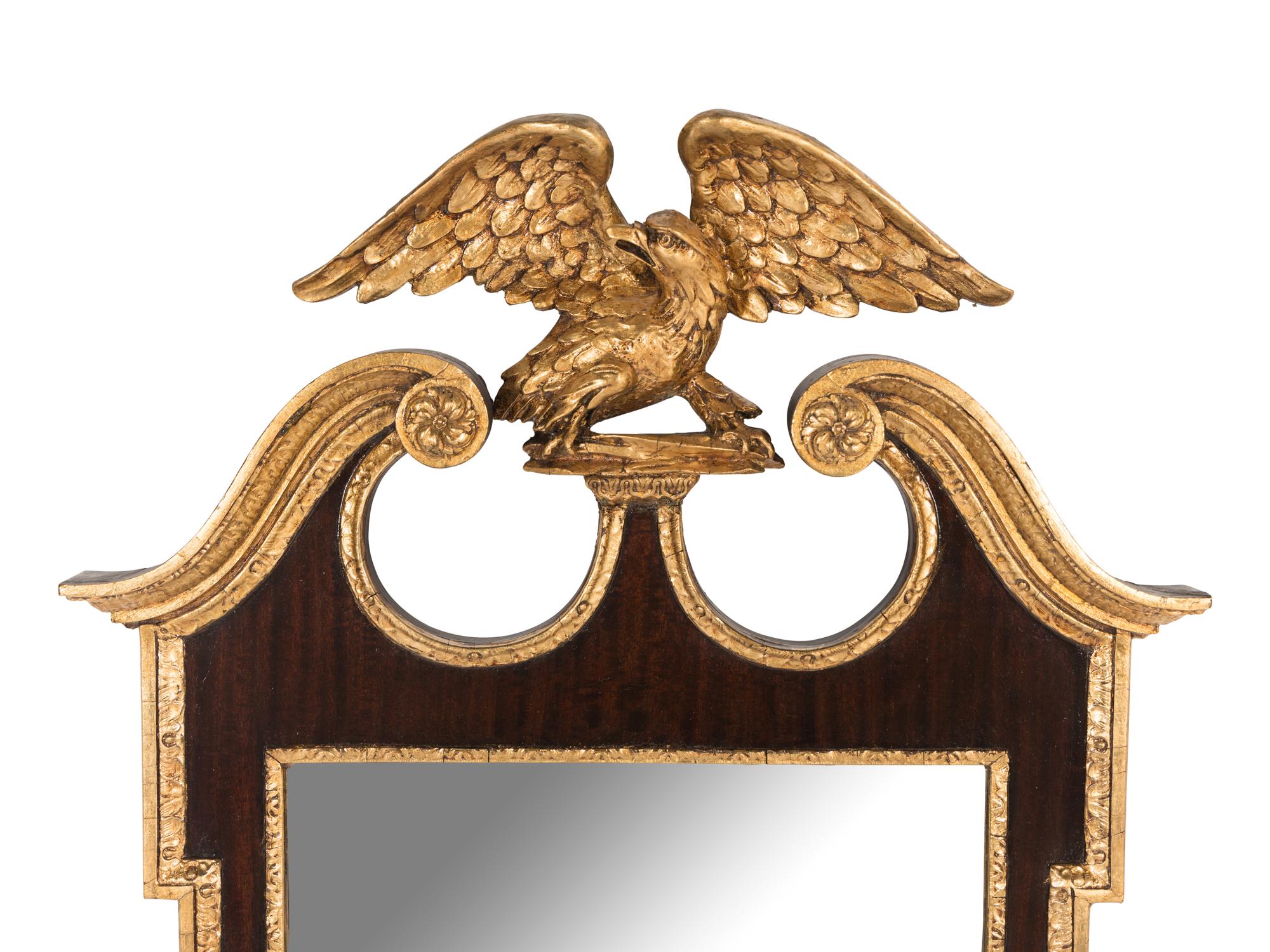 A George III Style Mahogany and Parcel Gilt Mirror