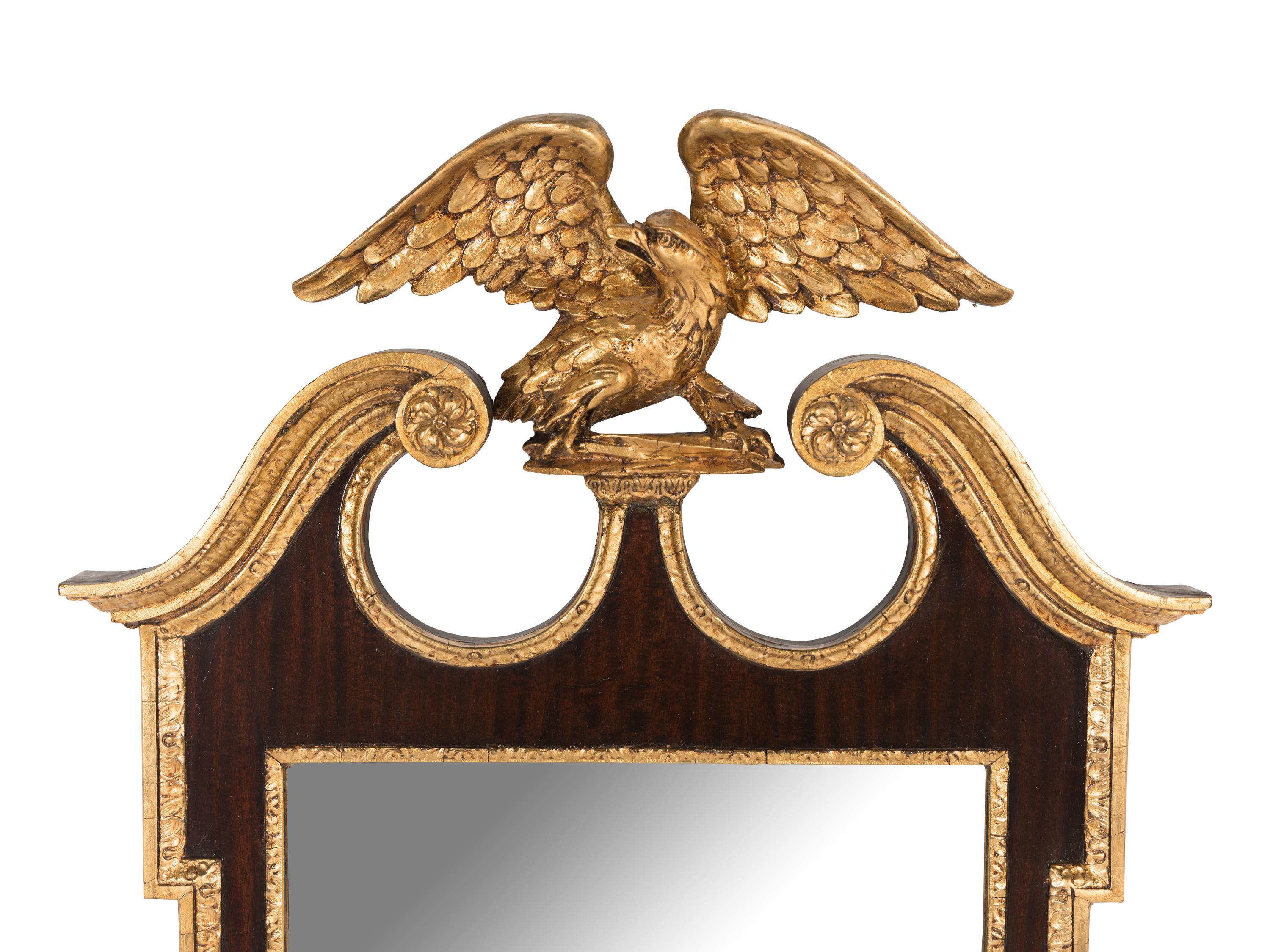 A George III Style Mahogany and Parcel Gilt Mirror