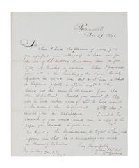 TYLER, John (1790-1862). Autograph endorsement signed as President (“J. Tyler”), 29 December 1842.