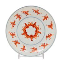 An Iron Red and Underglaze Blue Porcelain Plate