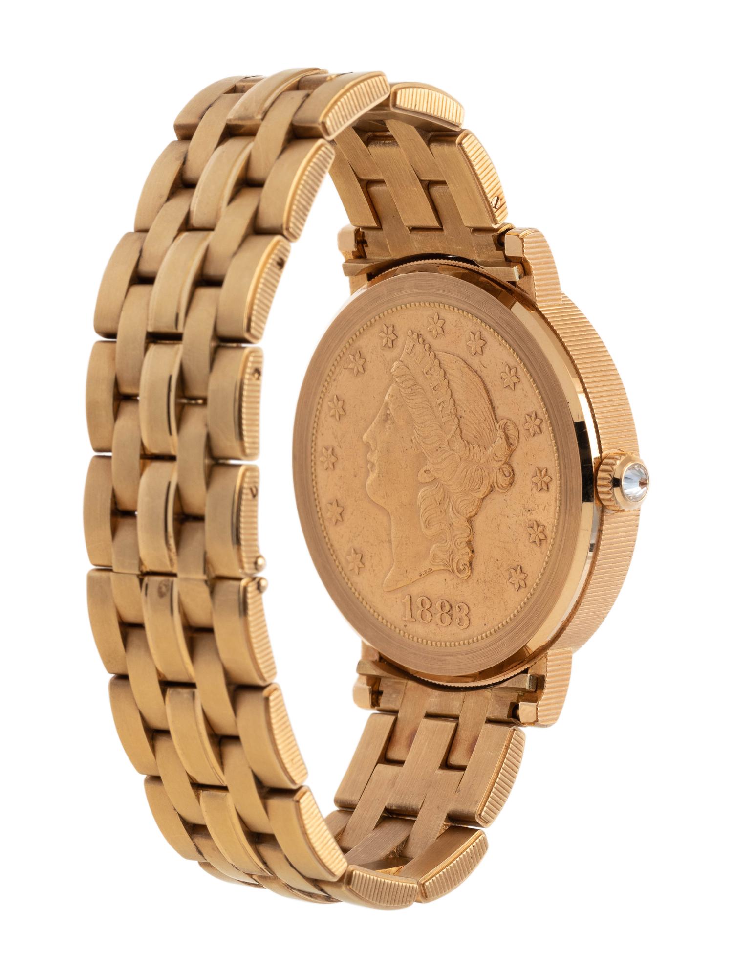 CORUM, 18K YELLOW GOLD US $20 COIN AND DIAMOND WRISTWATCH