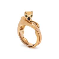 CARTIER, TRICOLOR GOLD, EMERALD AND ONYX 'PANTHÈRE' TRINITY RING
