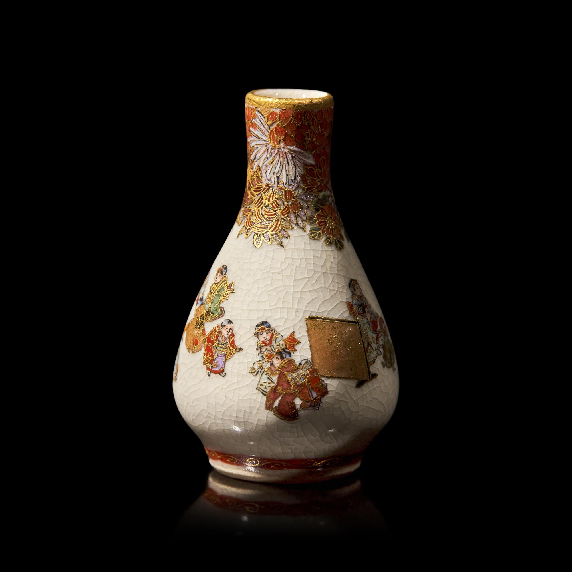 Two Small Satsuma-Type Cabinet Vases, Yabu Meizan, Meiji Period