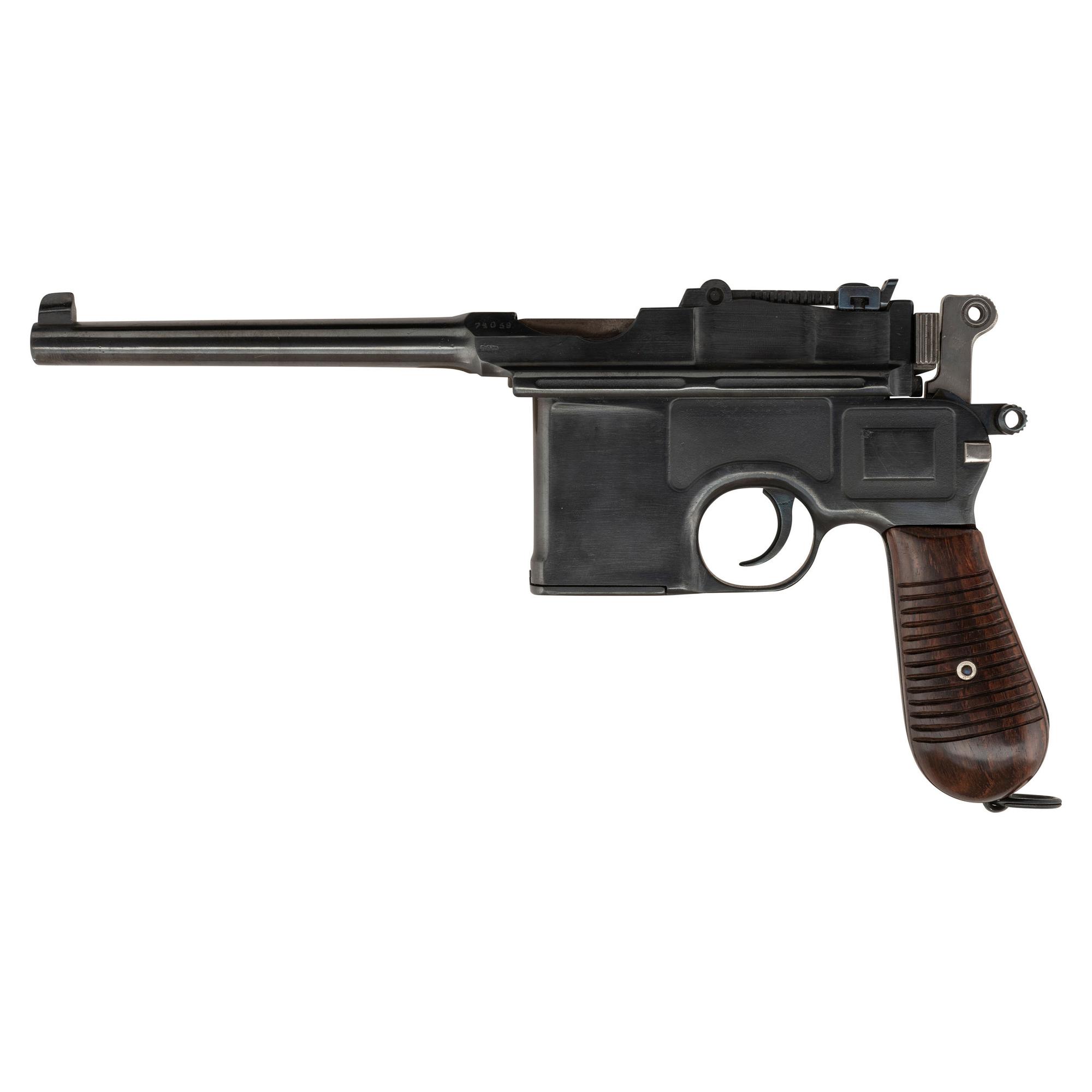 **Mauser C96 Rebored to 9mm in Reproduction Holster with Accessories