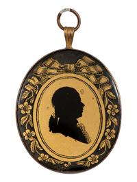 Six Verre Eglomise Silhouette Portraits of Gentleman