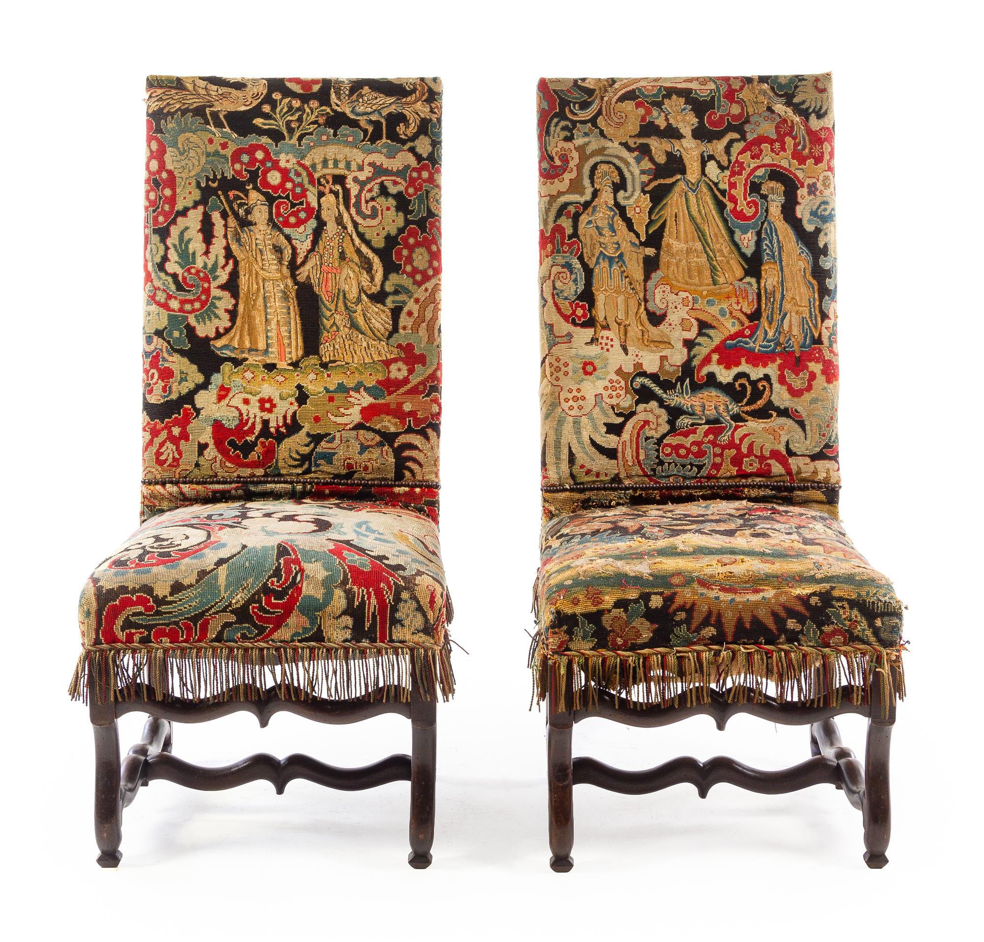 A Pair of Renaissance Style Oak Side Chairs Height 45 inches. — 20TH CENTURY WITH EARLIER ELEMENTS
