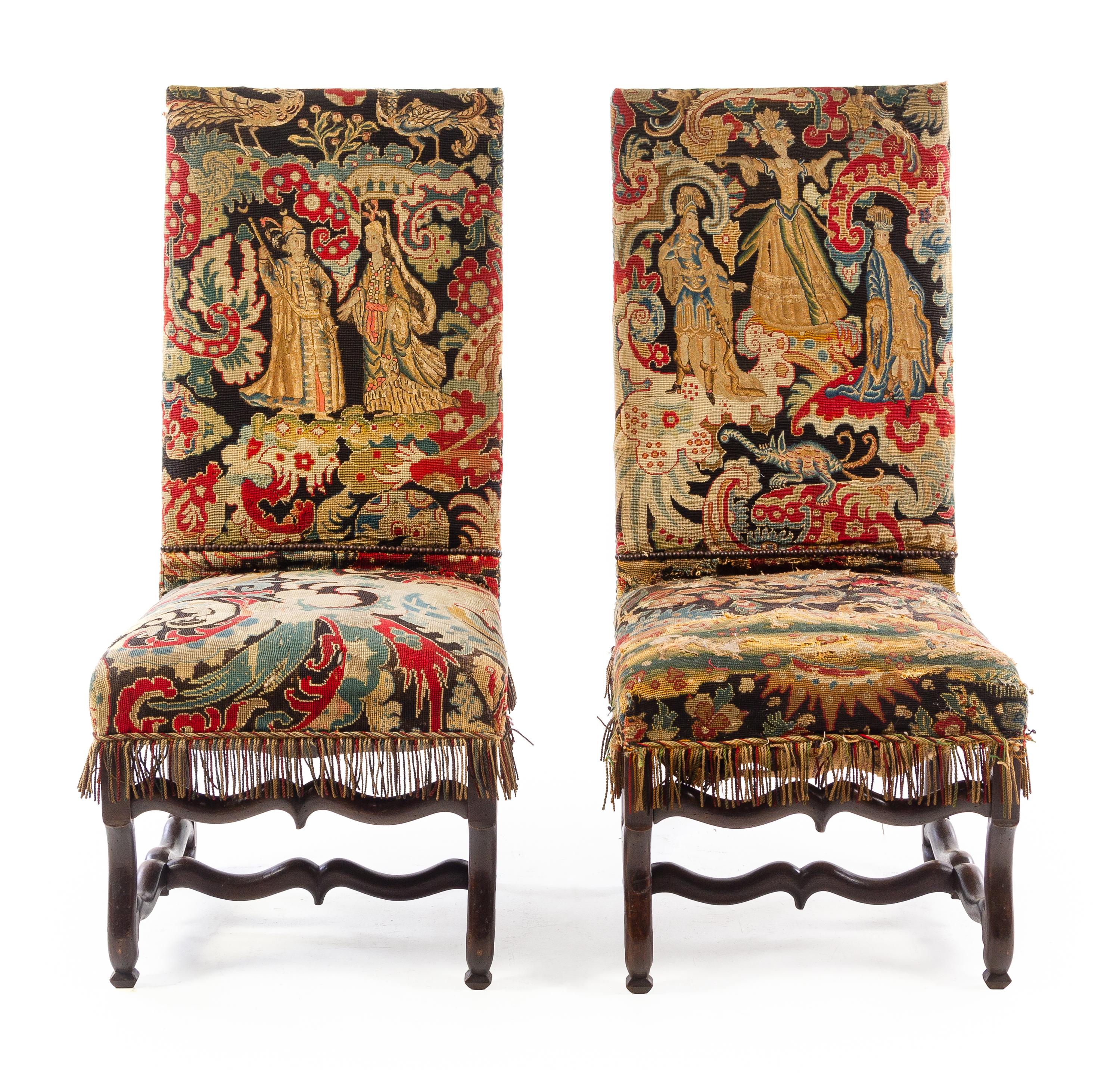 A Pair of Renaissance Style Oak Side Chairs Height 45 inches. — 20TH CENTURY WITH EARLIER ELEMENTS