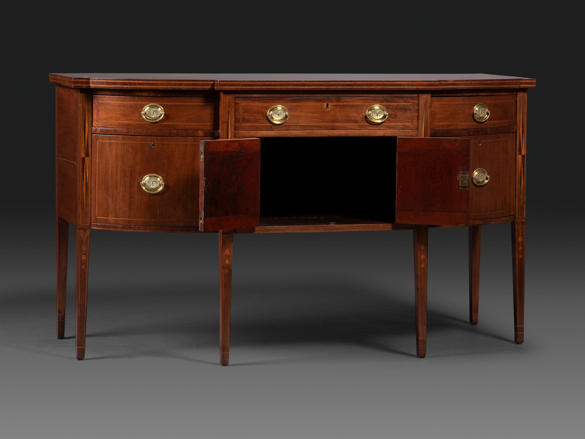 A Federal Inlaid and Figured Mahogany Sideboard