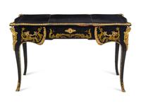 A Louis XV Style Gilt Bronze Mounted Lacquered Bureau Plat