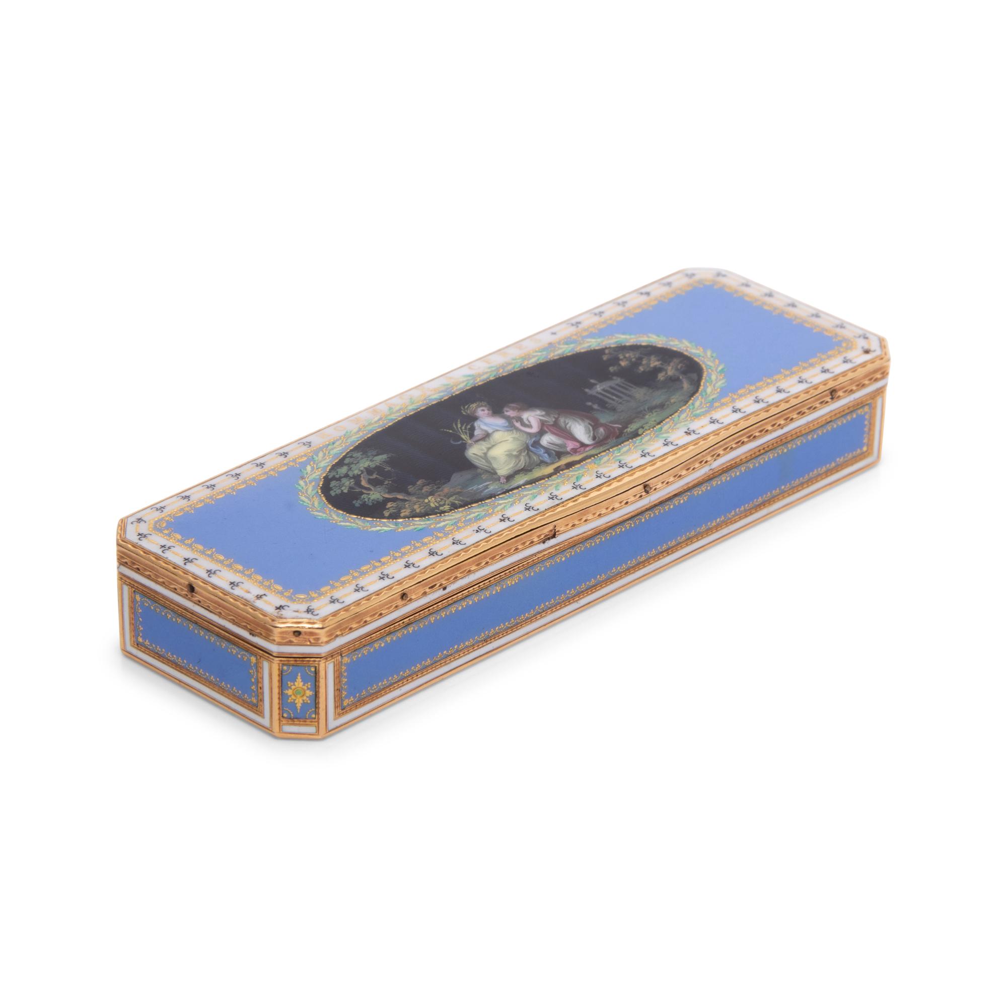 A Gold and Enamel Toothpick Holder