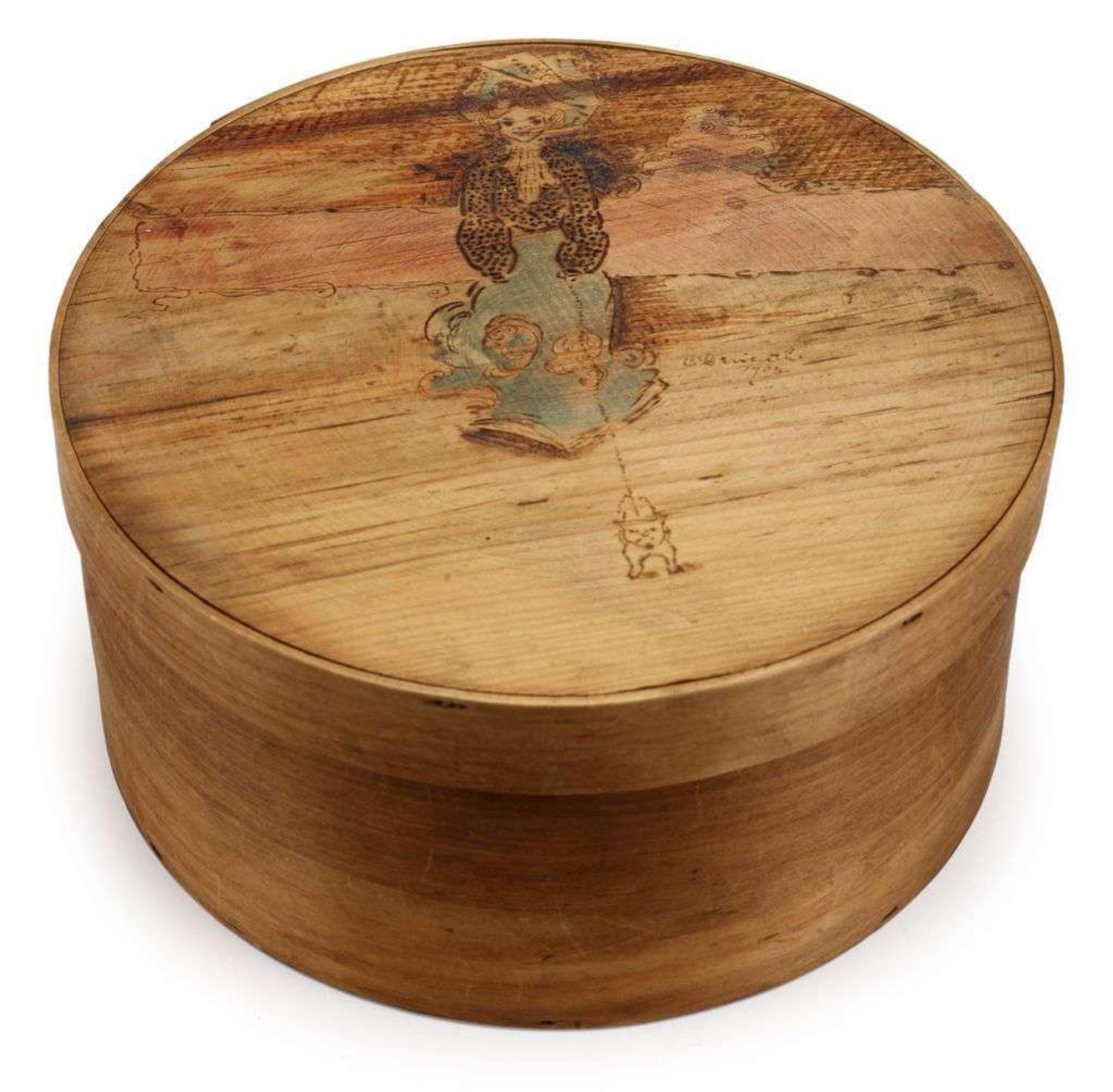 Pyrographic decorated wooden box charles demuth (1883-1935), lancaster, pa