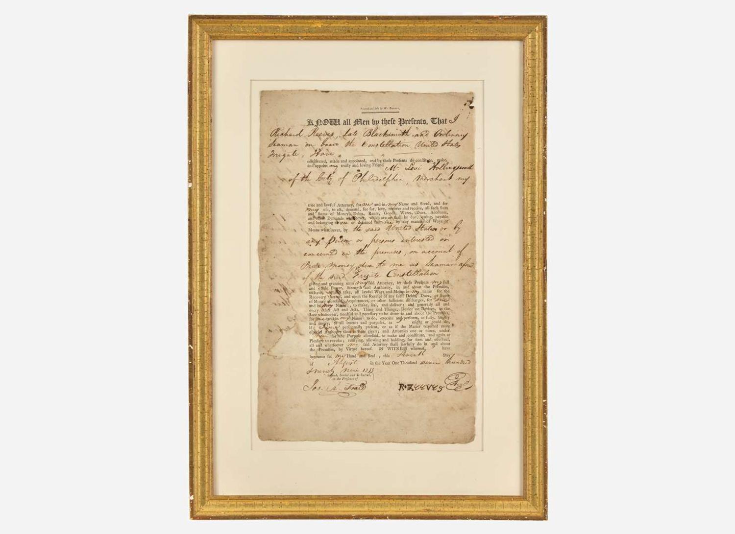 [Americana] [USS Constellation] Partially-Printed Document