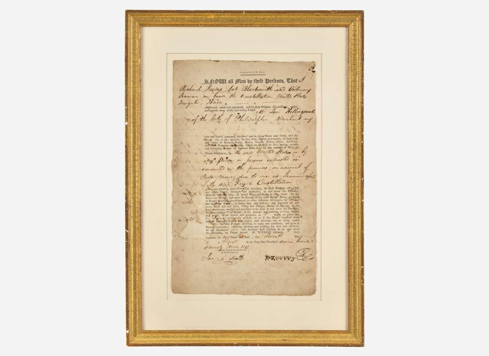 [Americana] [USS Constellation] Partially-Printed Document