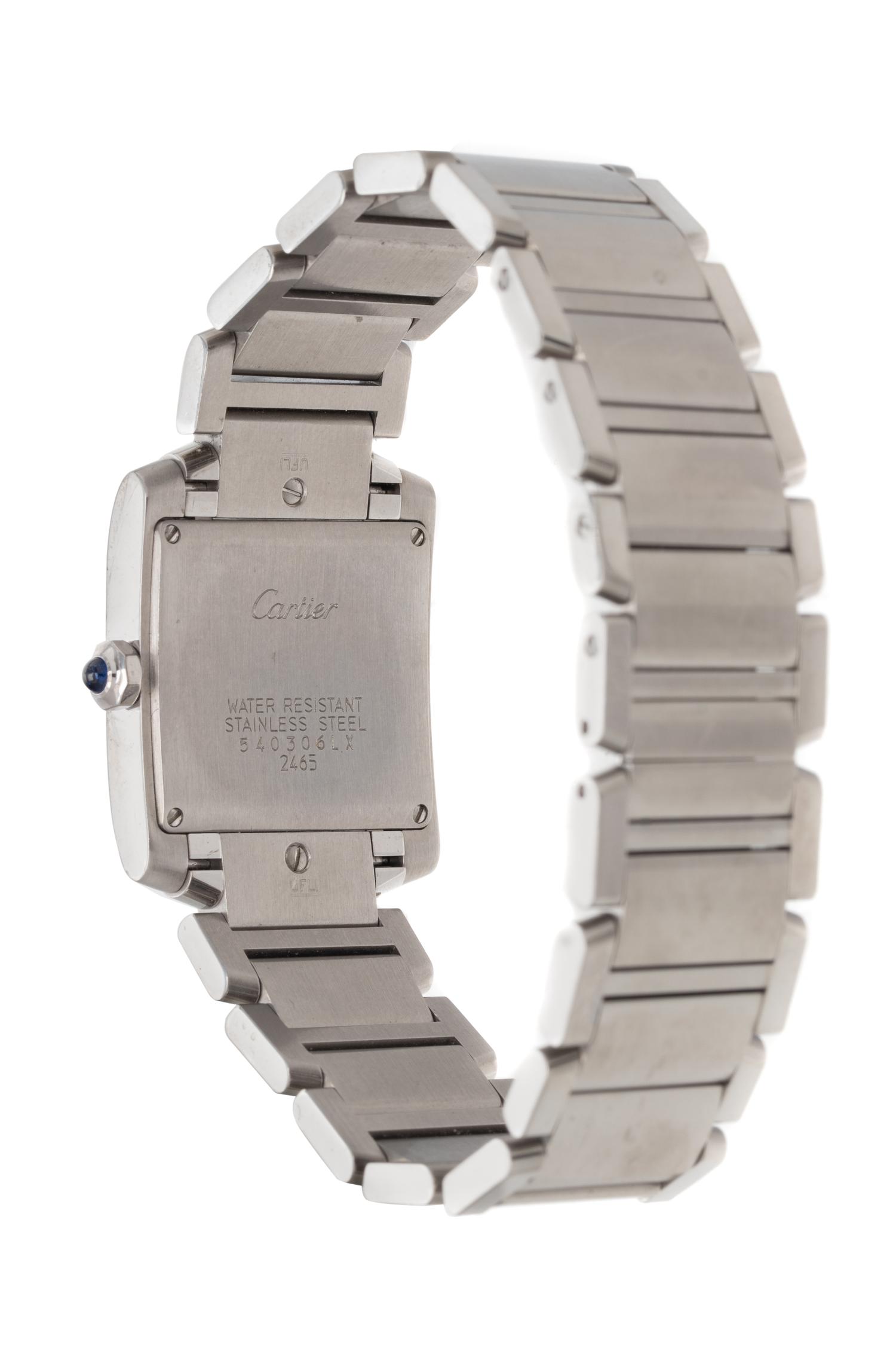 CARTIER, REF. 2465 STAINLESS STEEL 'TANK FRANCAISE' WRISTWATCH