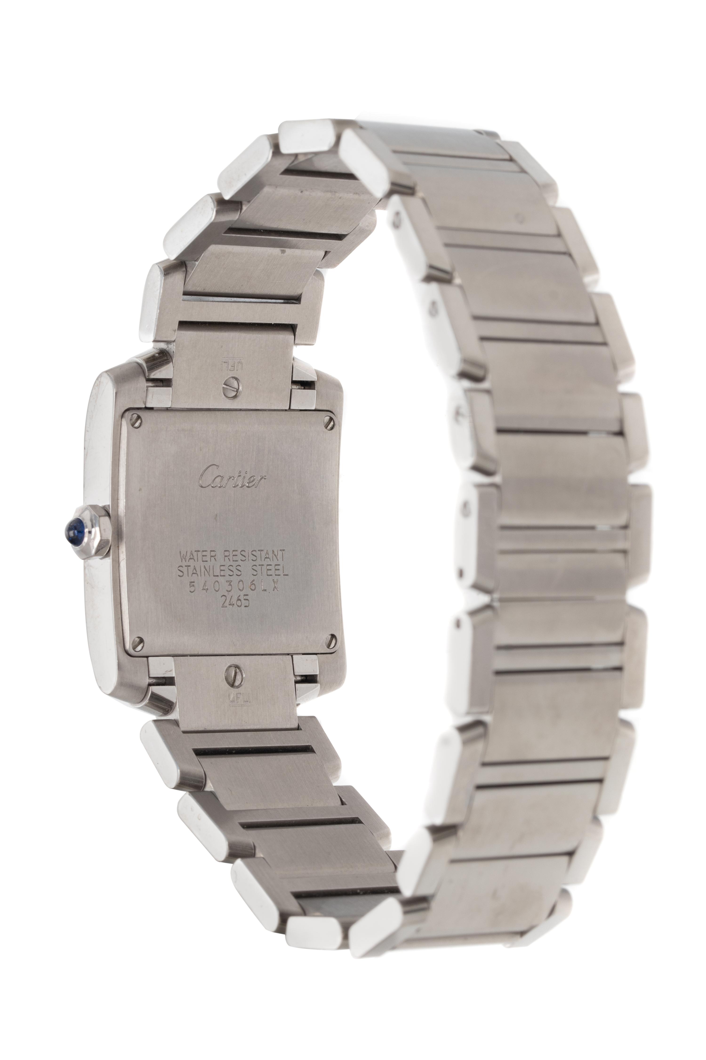 CARTIER, REF. 2465 STAINLESS STEEL 'TANK FRANCAISE' WRISTWATCH