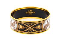 An Hermès Black Enamel 65mm Bangle, 2.5" diameter, .75" W.