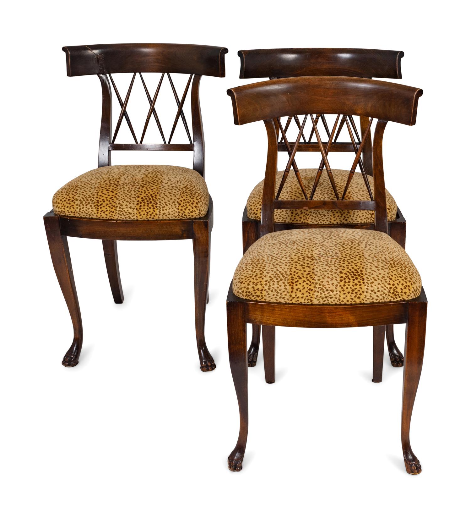 Four Italian Directoire Style Walnut Side Chairs