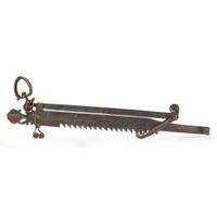 Wrought iron fireplace trammel dated "1828"