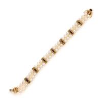 Tiffany & Co., Cultured Pearl, Sapphire, and Yellow Gold Bracelet