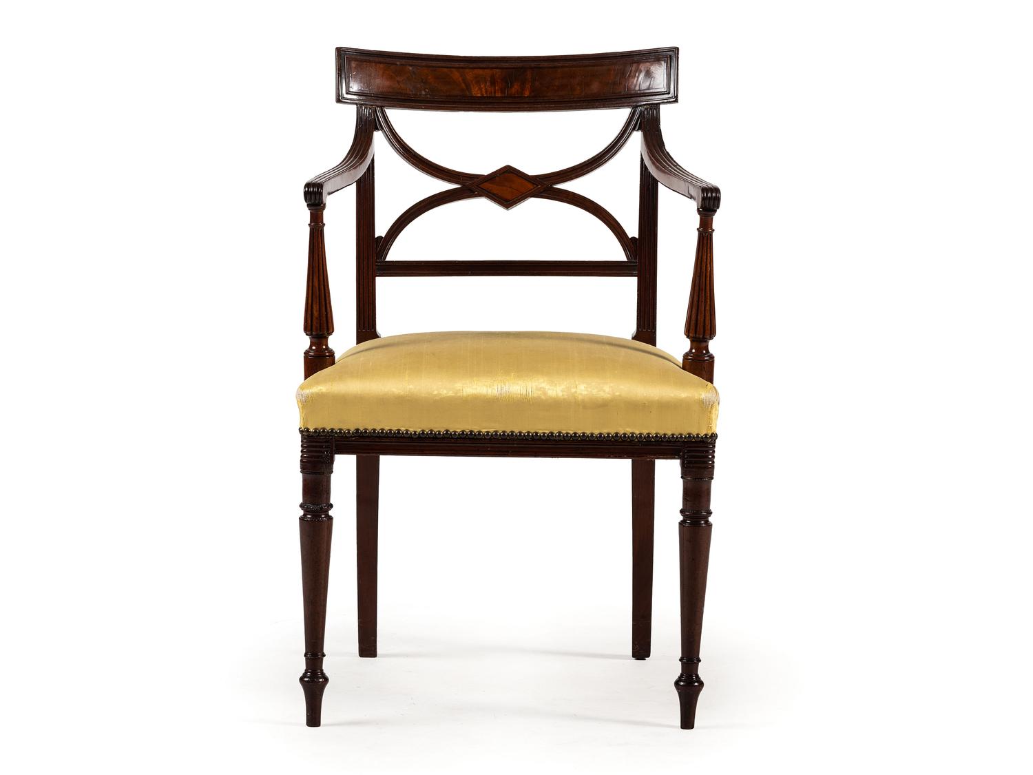 A Regency Figured Mahogany Armchair
