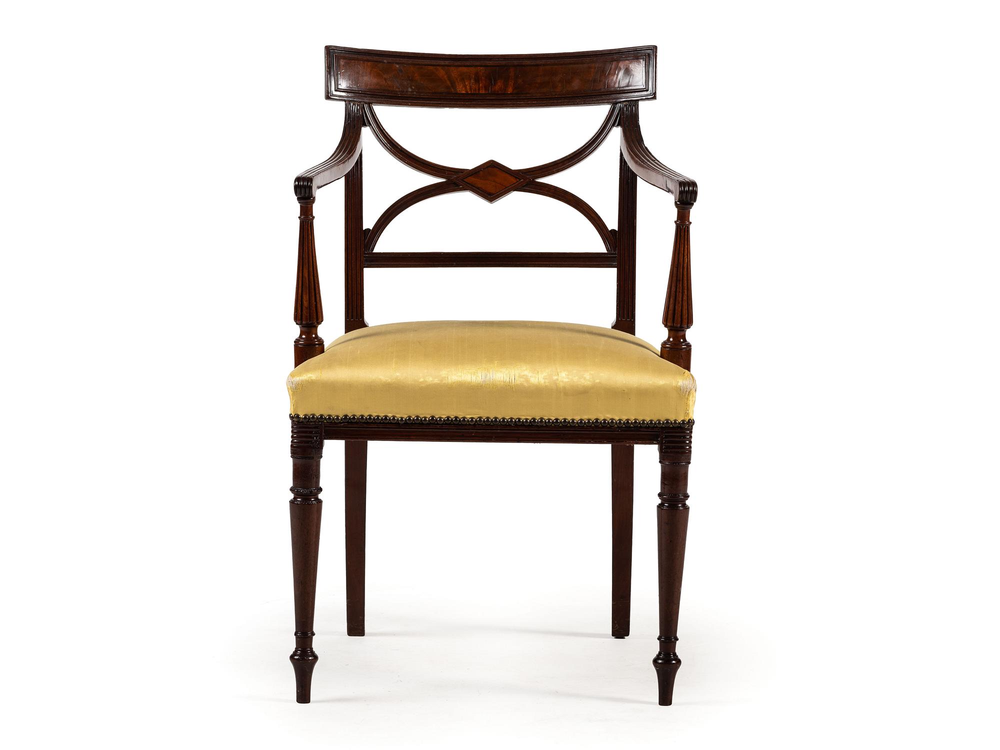 A Regency Figured Mahogany Armchair
