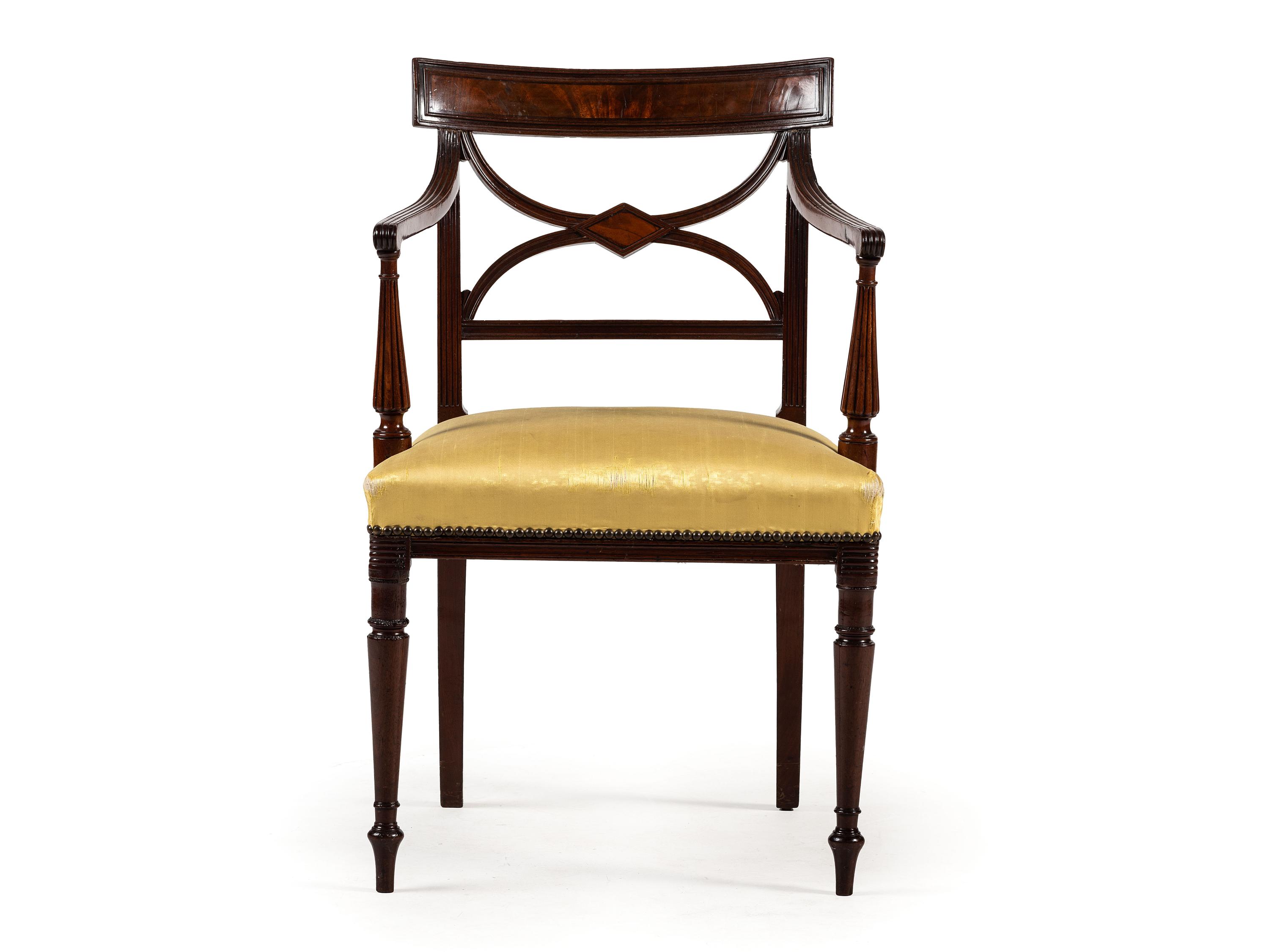 A Regency Figured Mahogany Armchair
