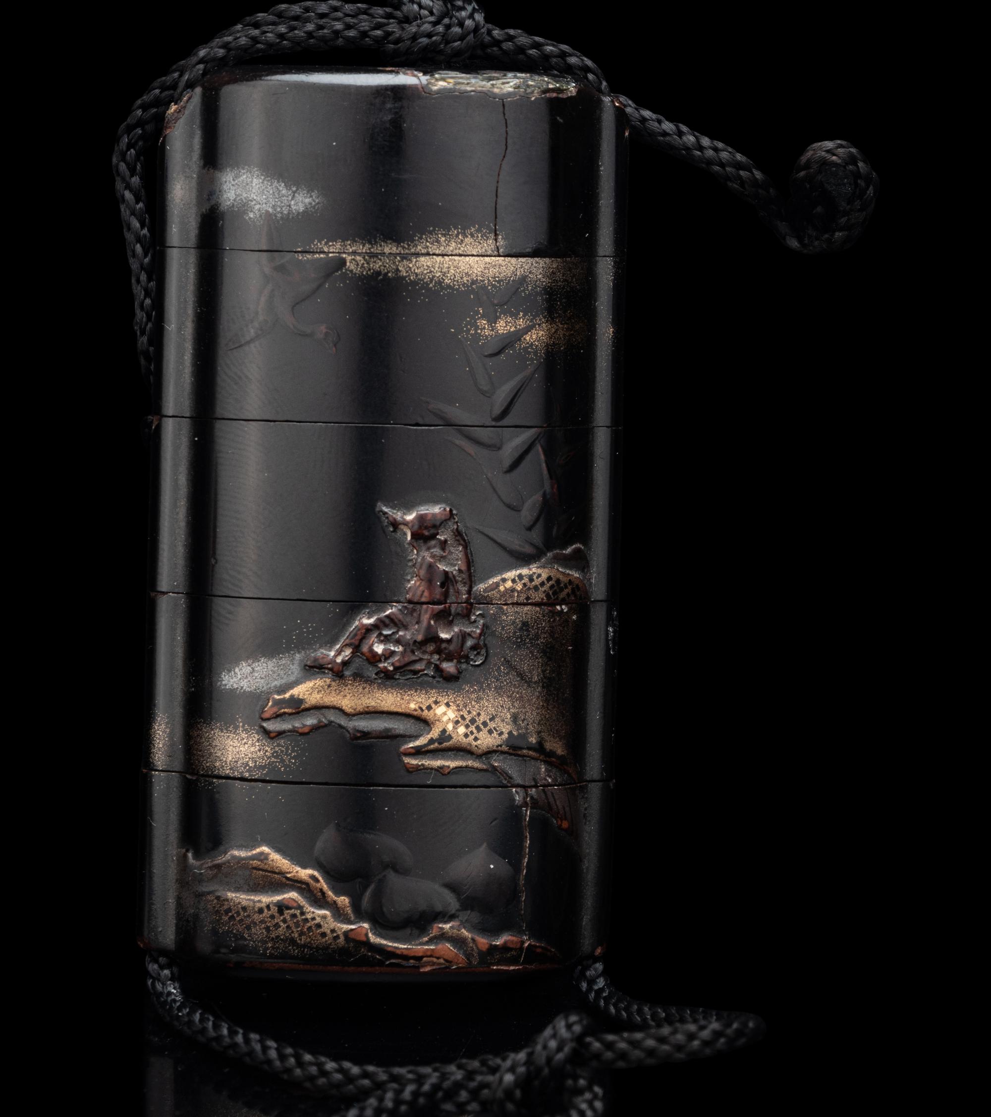Three Japanese lacquer Four-Case Inros